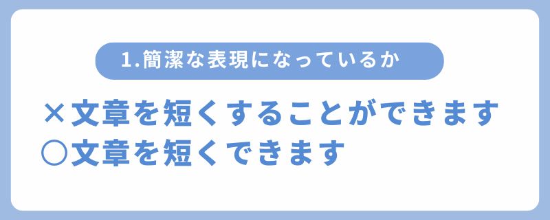 わかりやすい文章に必要な要素1
簡潔な表現になっているか？